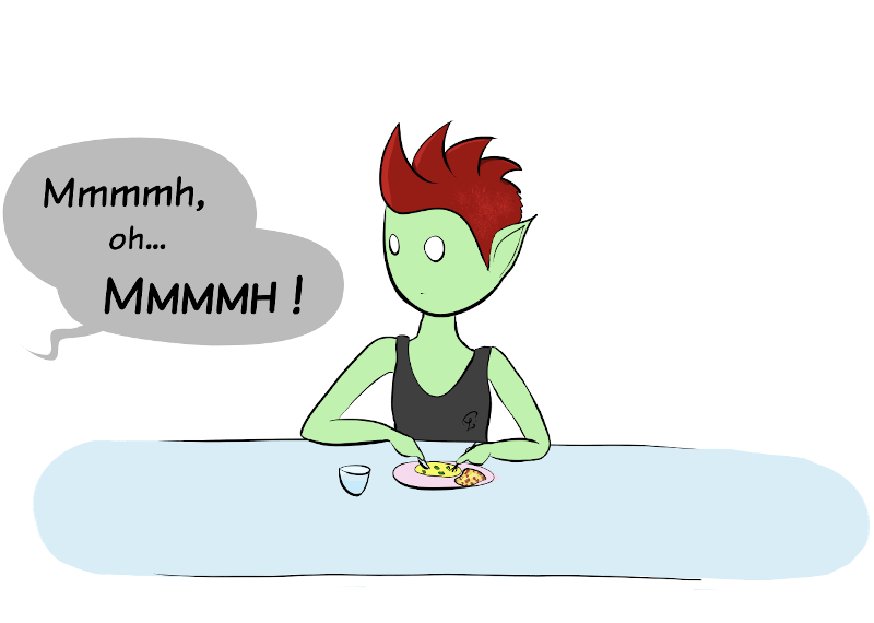 HotPanda comic : Moustache makes big noises again ! He says 'Mmmmh, oh... mmmh !'
